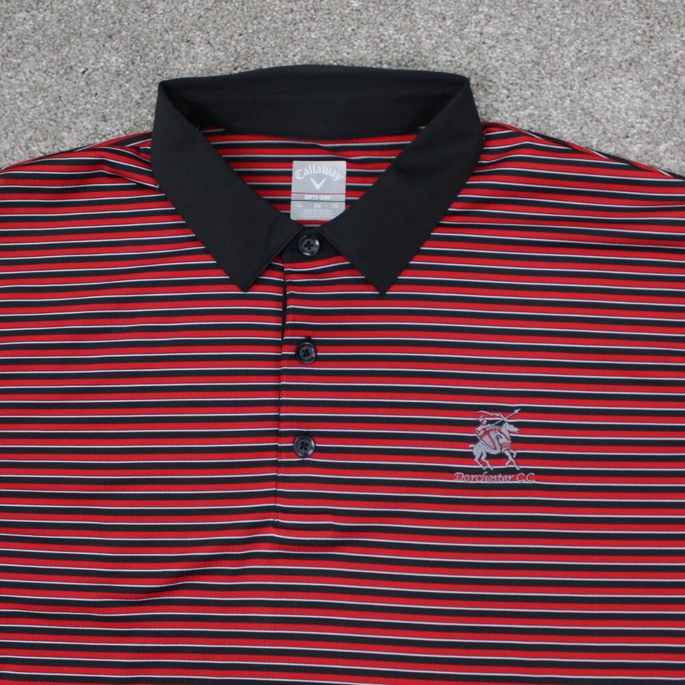 Callaway Opti-Dri Polo Shirt Men XL Red/Black Golf Stretch Short Sleeve Pullover